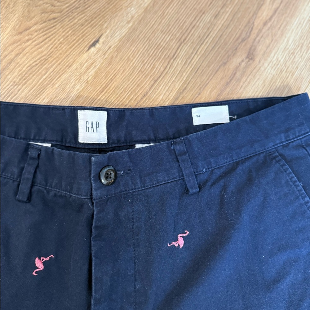 GAP Dark Blue Shorts with Pink Flamingo Design